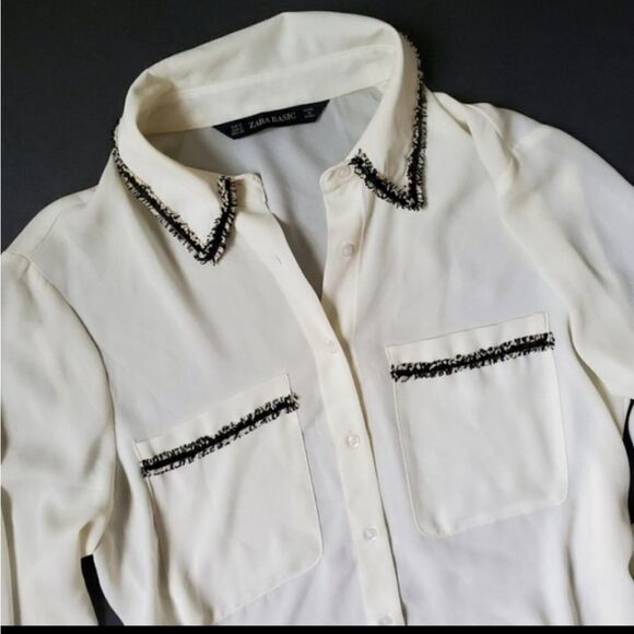 Zara Basic White Button down Blouse - Picture 3 of 8
